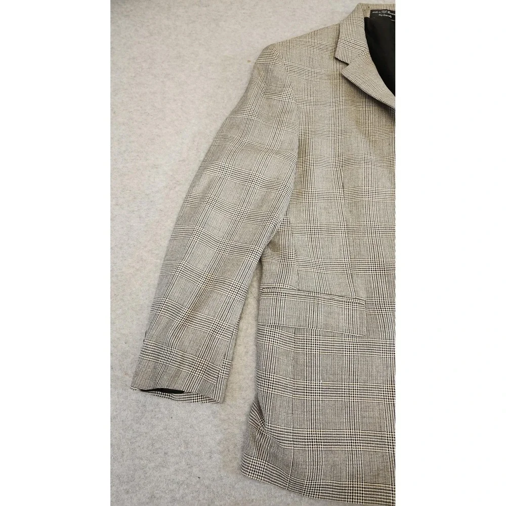 Gianfranco Ruffini Blazer Sport Coat Mens 42R Gray Glen Plaid‎ Silk Wool READ